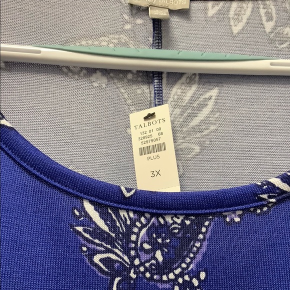 NWT 3X Talbots🔷BrightBlue&White🔷Faux Wrap Dress - Picture 6 of 8